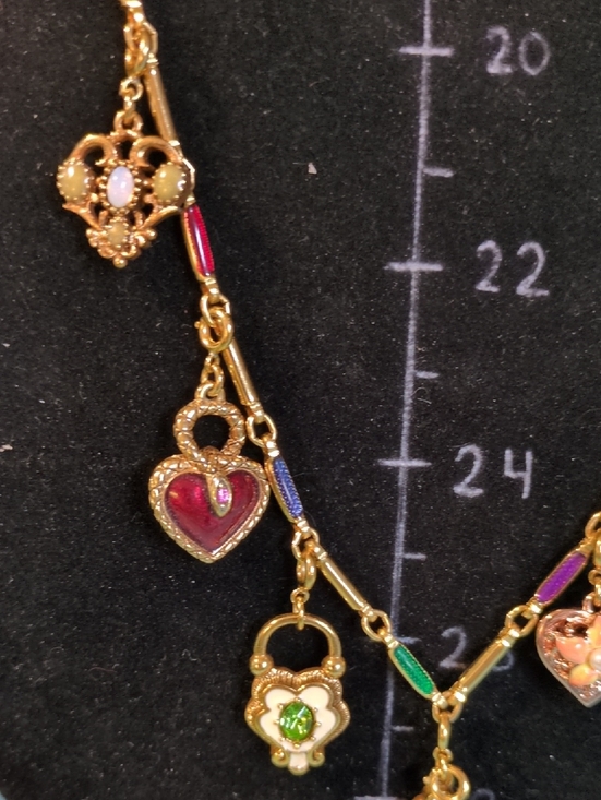 Vintage Joan Rivers Heart Charm Necklace and Earrings Set - Picture 6 of 11